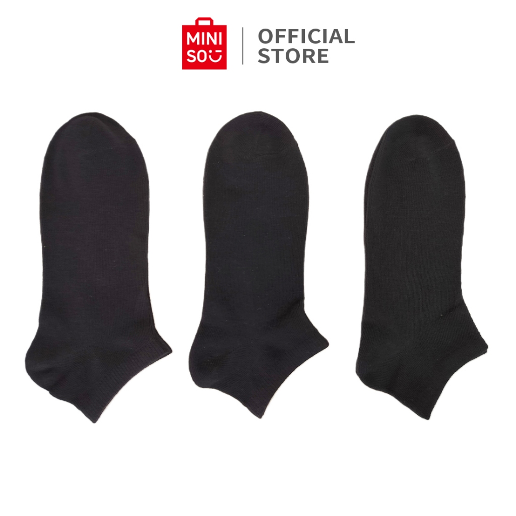 Jual Miniso Kaos Kaki Pria Pendek Hitam Solid Cowok Pasang Kaos Kaki