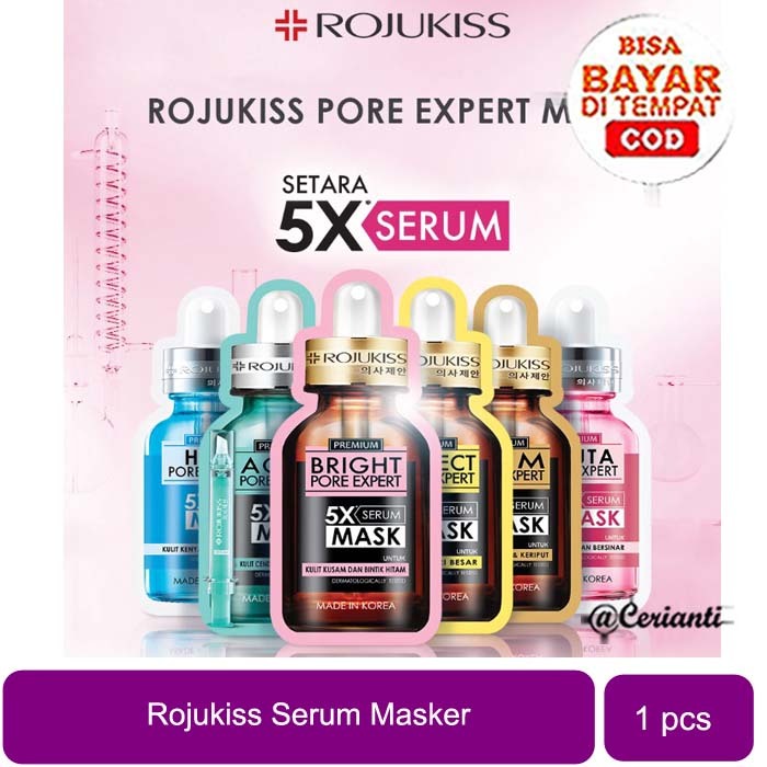 Jual Rojukiss Pore Expert 5X Serum Sheet Mask 25mL Acne Gluta Hya White ...