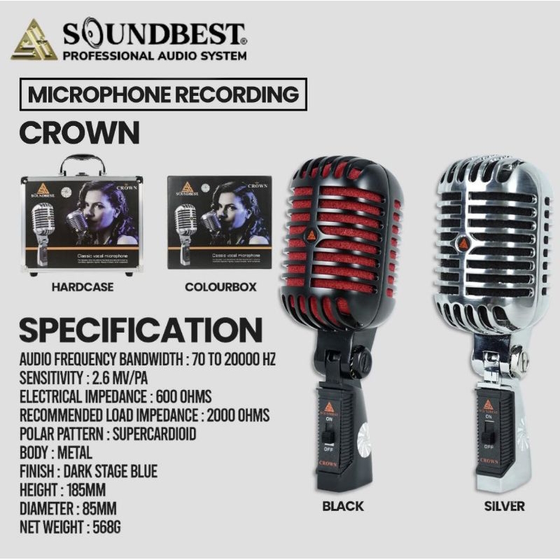 Jual Mic Kabel Clasic Soundbest Crown Original Recording Supercardioid