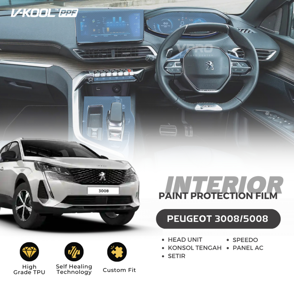 Jual VKOOL PPF Interior Protector Peugeot 3008 / 5008 - Panel Konsol ...