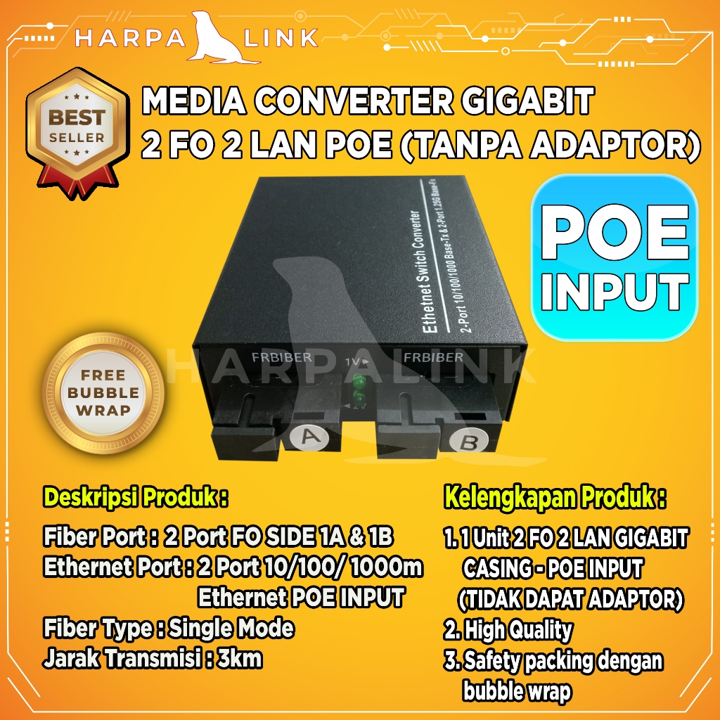 Jual Media Converter 2 FO 2 LAN 2 SC 2 RJ45 Gigabit 1000 Mbps POE Body ...