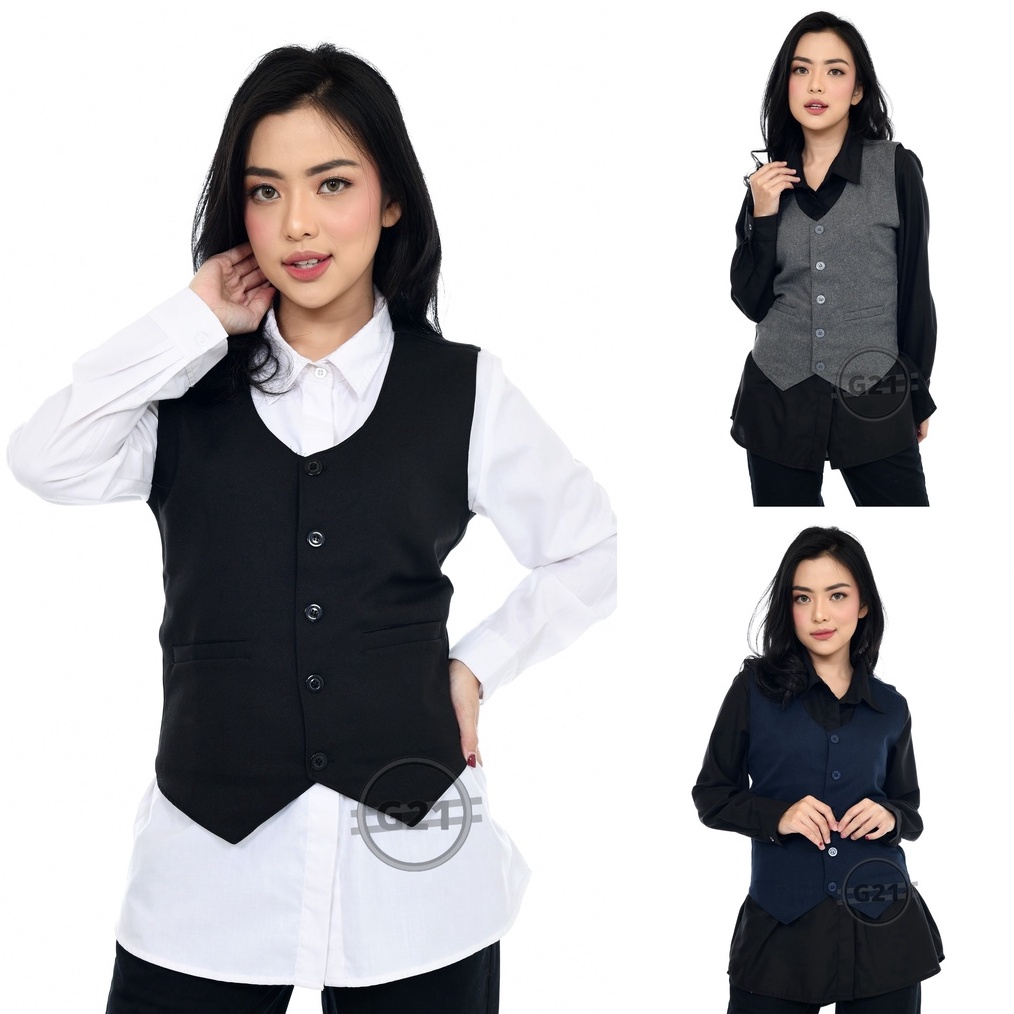 Jual TERLARIS BRANDS FESTIVAL Rompi Vest Jas Wanita Formal Hitam ...