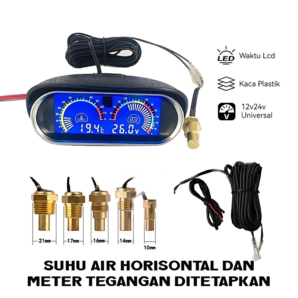 Jual Voltmeter Universal 2 in 1 12V/24V LCD Motor Mobil Digital ...