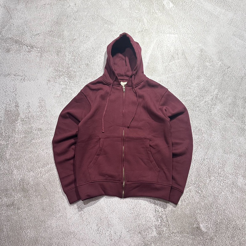 HOODIE POLOS HM ZIPPER YKK MERAH MAROON