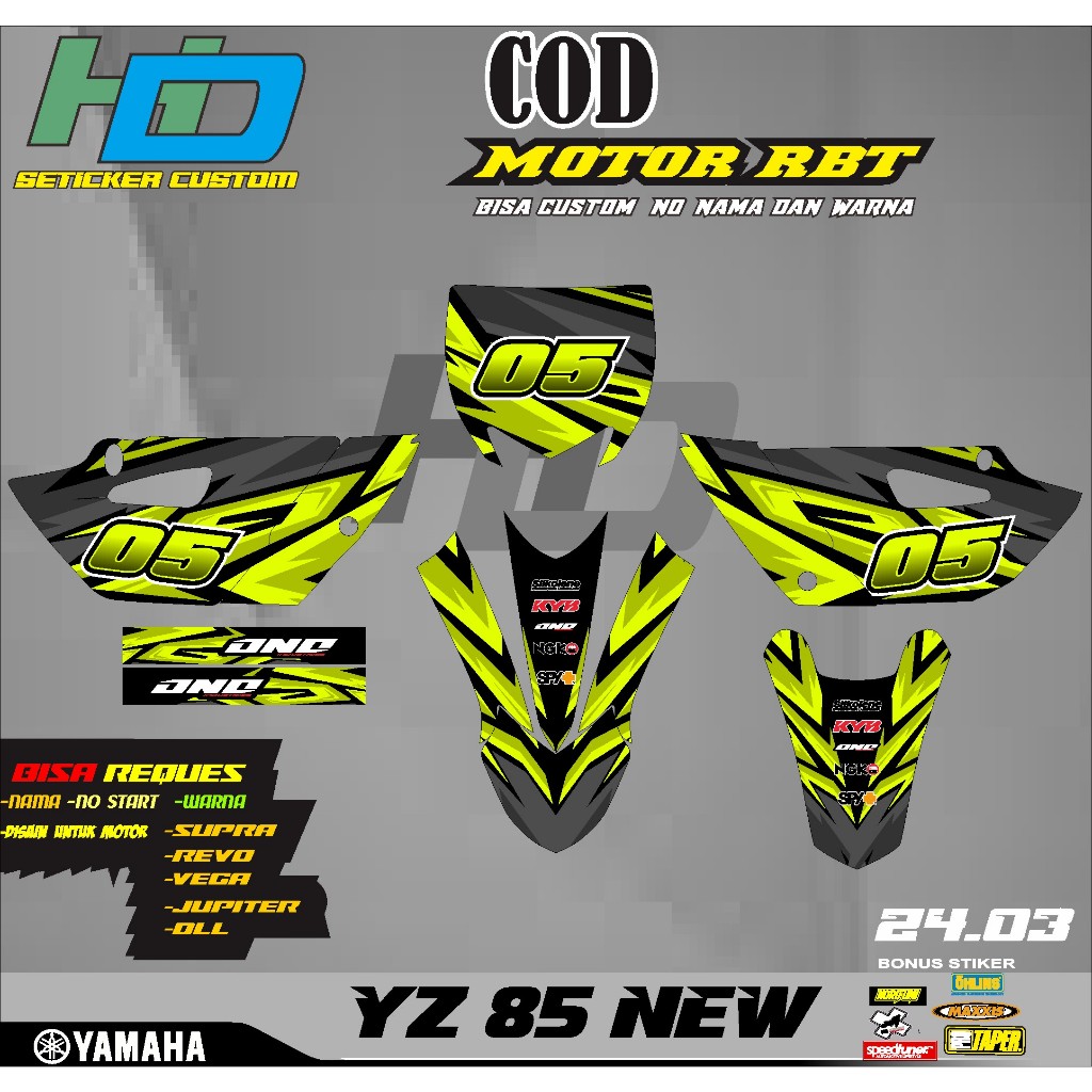 Jual Sticker YZ NEW 85 RBT Desain bebek modif bebek racing TERBARU ...