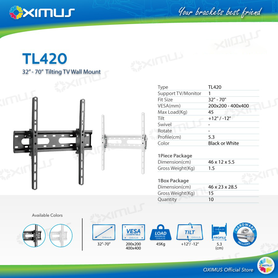 Jual Bracket Tv Led Lcd Monitor Oximus Tl Wallmount Tilt