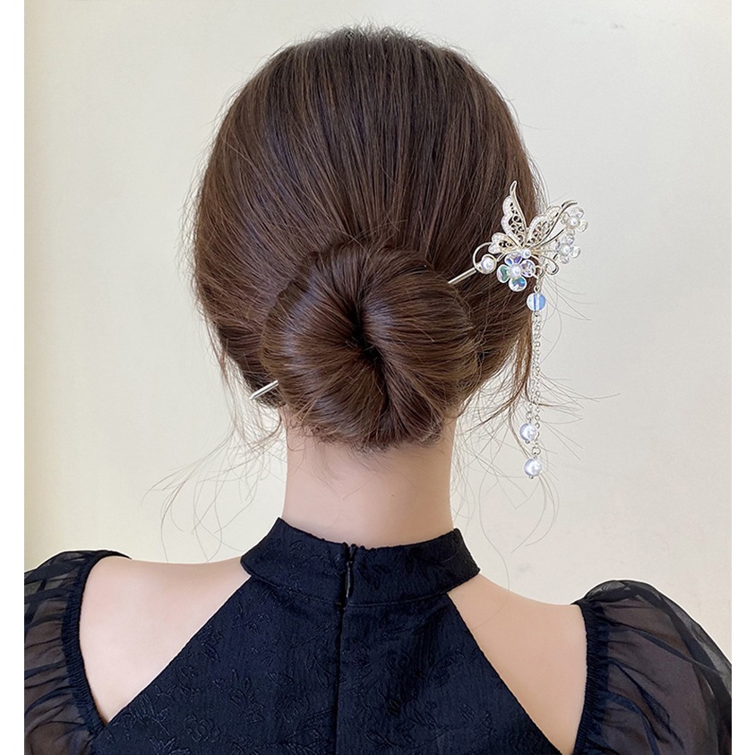 Jual Jepit Rambut Korea 16.3cm Bahan Alloy Ritme Kuno Bunga Kupu Kupu ...