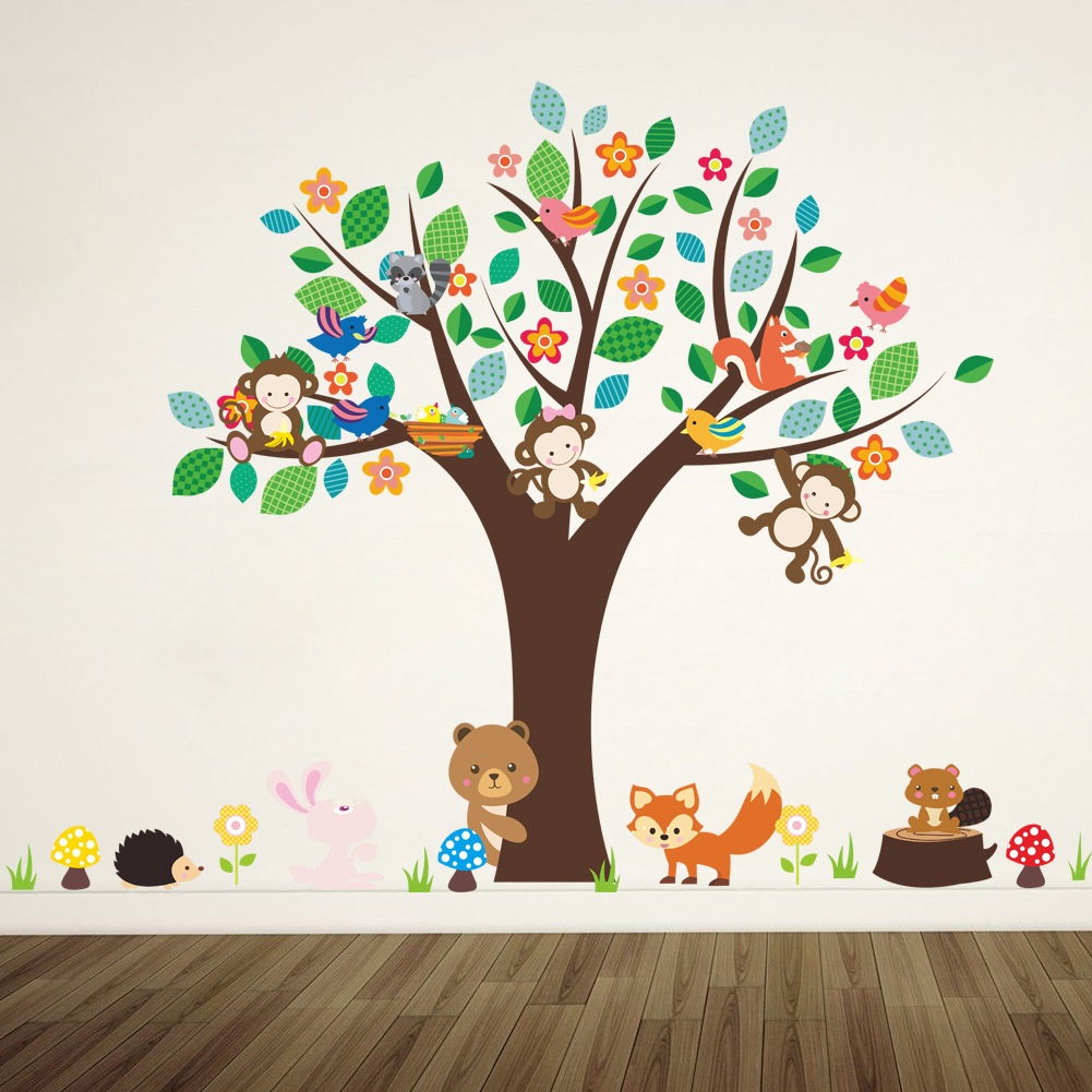 Jual Reliza Wall Sticker Pohon Animal Monkey Tree Stiker Dinding LDR ...