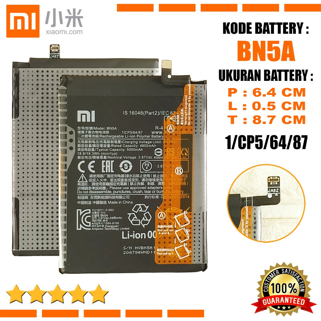 Jual Baterai Battery Original Xiaomi Bn5a And Bn 5a For Tipe Hp Poco M3 Pro 5g M2103k19pg 3138