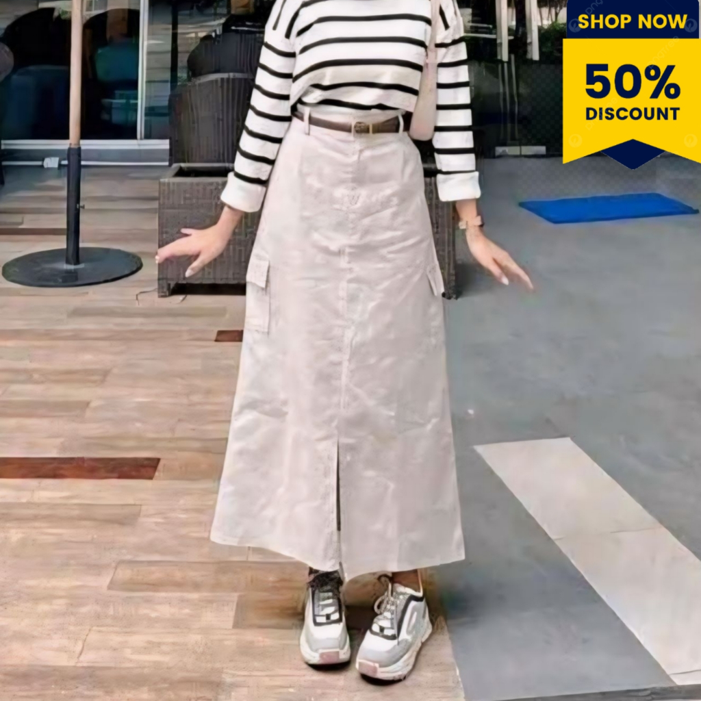 Jual Rok cargo Standar jumbo belah skirt katun twill melar korean style ...