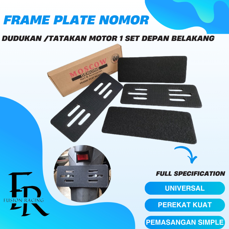 FRAMELESS PLAT NOMOR MOTOR UNIVERSAL 2PCS MOSCOW PAPAN PLAT NO TEMPEL