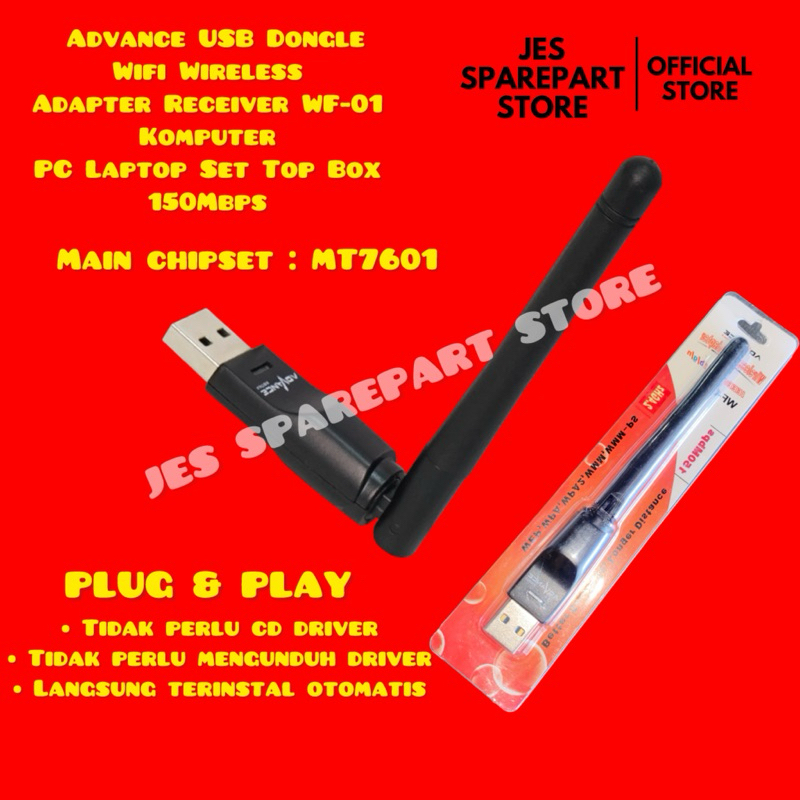 Jual ADVANCE USB DONGLE WIFI WIRELESS ADAPTER RECEIVER WF01 KOMPUTER