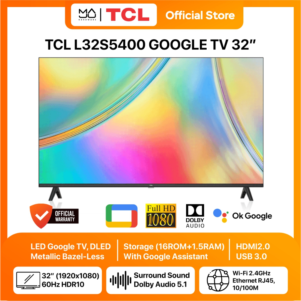 Jual TCL 32S5400 LED Smart Google TV 32 Inch HD HDR 10 | L32S5400 ...