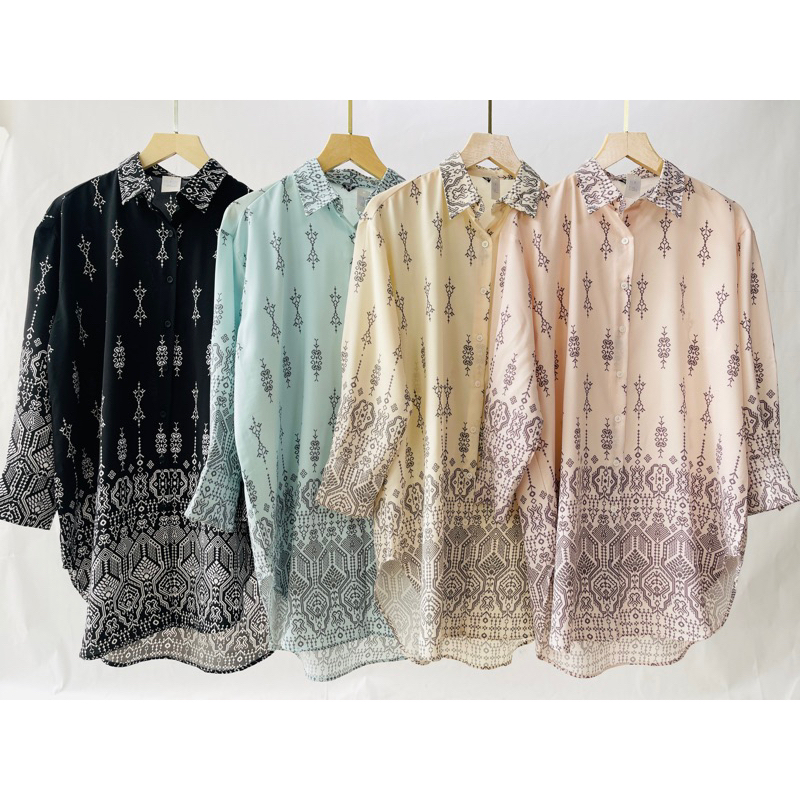 Jual kemeja basic richie etnik ld120cm soft flowy oversize kampun9an ...