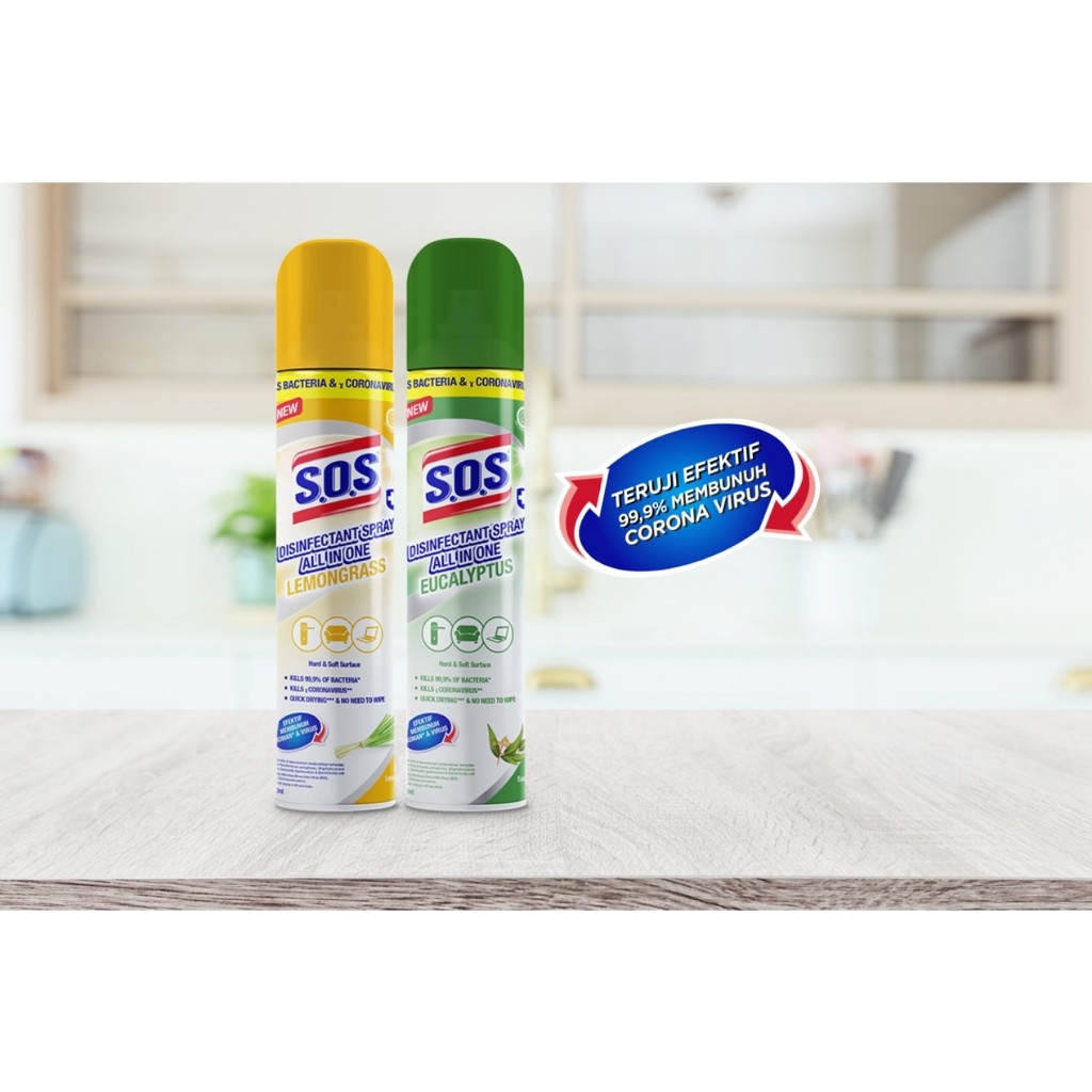 Jual S.O.S Disinfectant Spray All ini one 250ml Lemongrass ...