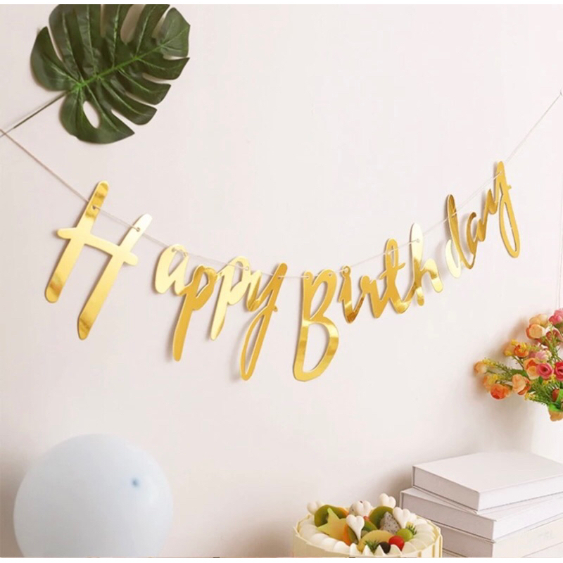 Jual Banner Happy Birthday Sambung Latin / Banner HBD Huruf Latin Set ...