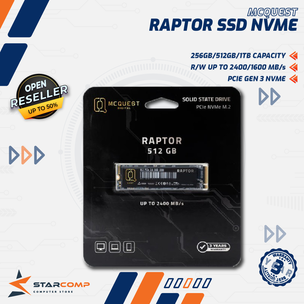 Jual McQuest Digital Raptor 256GB / 512GB / 1TB SSD NVME Gen3 | Shopee ...