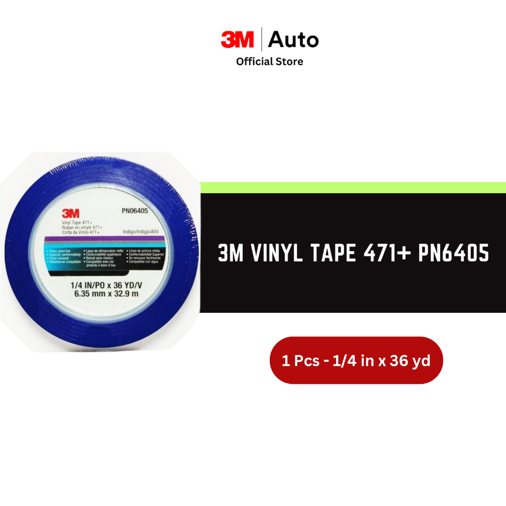 Jual 3M Vinyl Tape 471plus PN6405 size 0,25 in x 33m