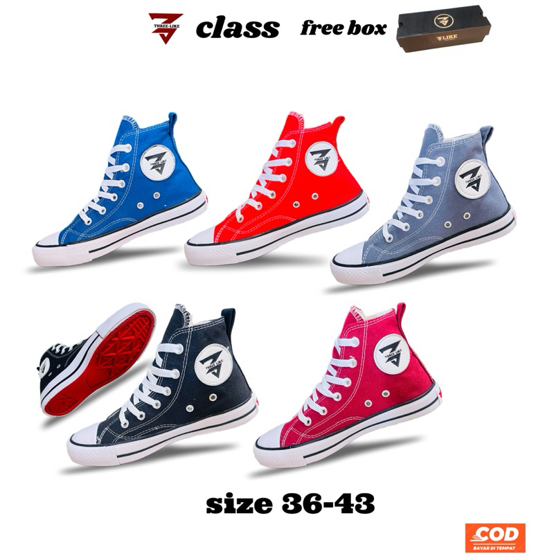 Jual THREE LIKE HIGH CLASS SEPATU SNEAKERS CANVAS KASUAL SEPATU SEKOLAH ...