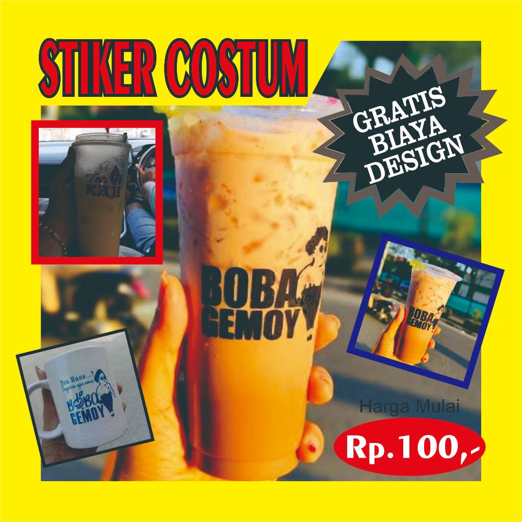 Jual CUSTOM Stiker Transparan untuk kemasan Cup/Botol Minuman. | Shopee ...