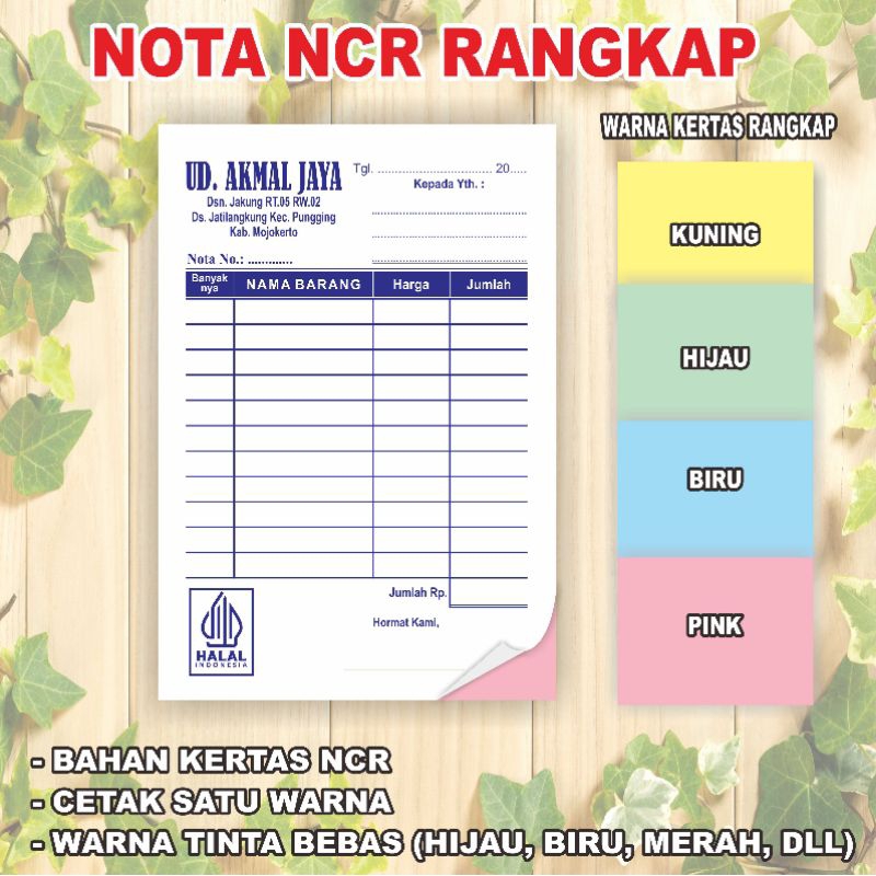 Jual Cetak Nota Ncr Nota Rangkap Nota Toko Kwitansi Surat Jalan