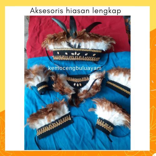 Jual Hiasan Kepala Etnik Bulu Adat Dayak Papua Aksesoris Karnaval Tari Adat Papua Murah 1 Set 1462