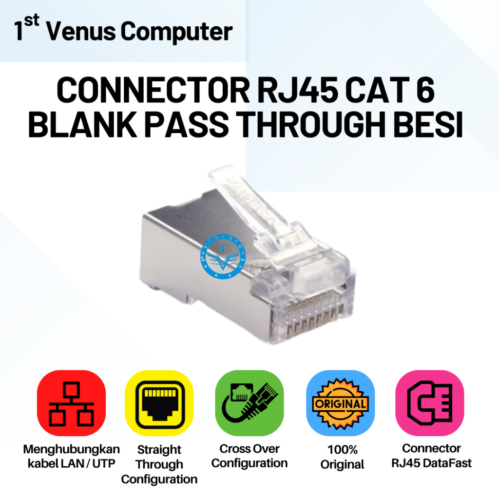 Jual Connector RJ45 cat 6 blank pass through besi / NET22-CON | Shopee ...