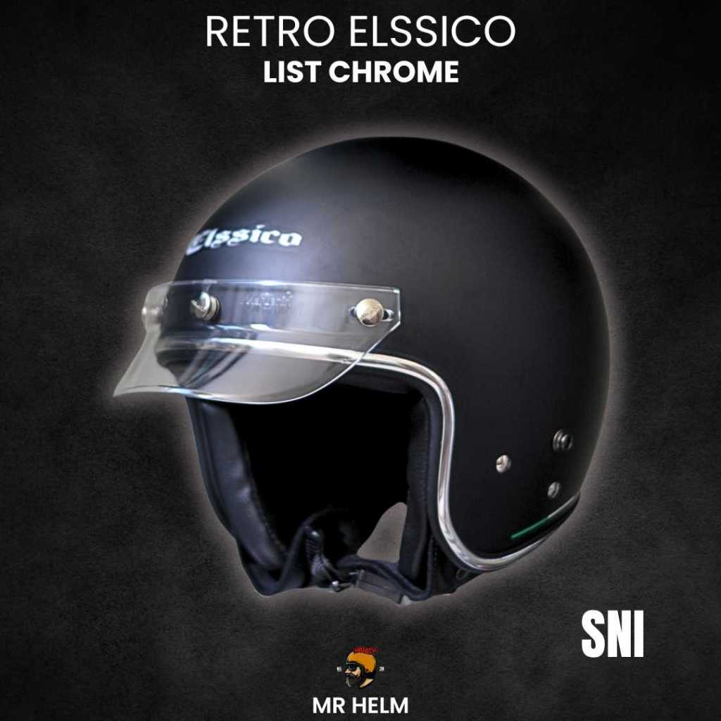Jual Helm bogo vespa retro list chrome caferacer slimhead mr helm ...