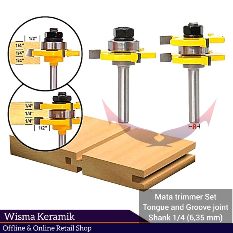 Jual Mata Profil sambungan panel pintu router trimmer bit set isi 2 ...