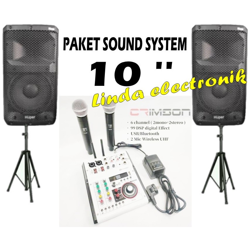 Jual paket sound system huper js9 10 inch 2 buah ag06 free 2 mic ...