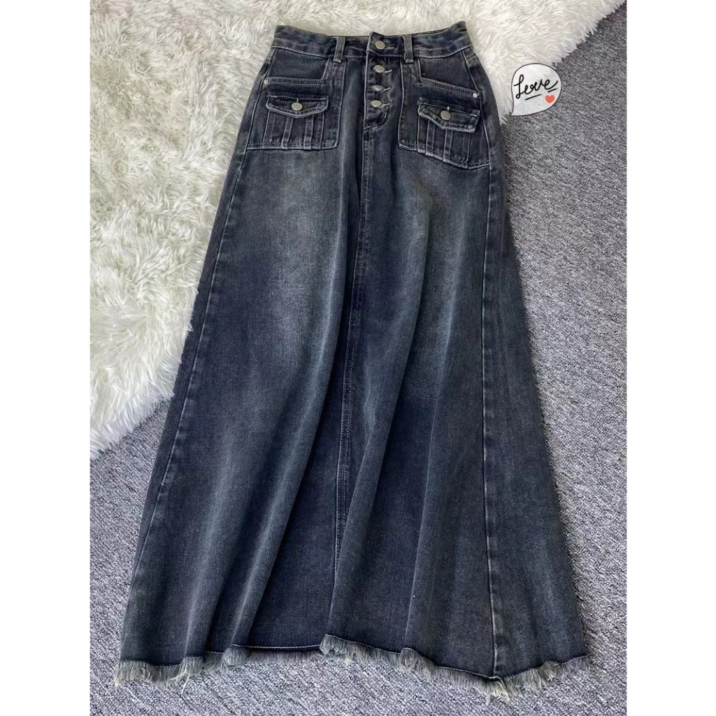 Jual Forteid rok korean style highwaist Rok Denim Kekinian Panjang ...