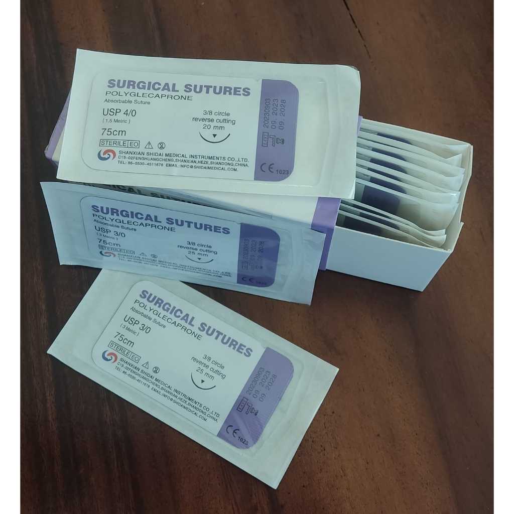Jual 1 Box Isi 12pcs - Benang Bedah Polyglecaprone / Benang Jahit Medis