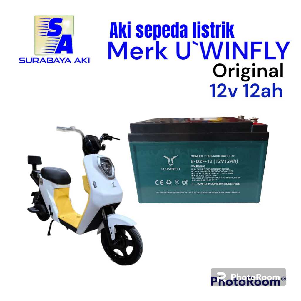 Jual aki sepeda listrik aki UWINFLY 6dzm12 atau 12volt 12ah U WIN FLY ...