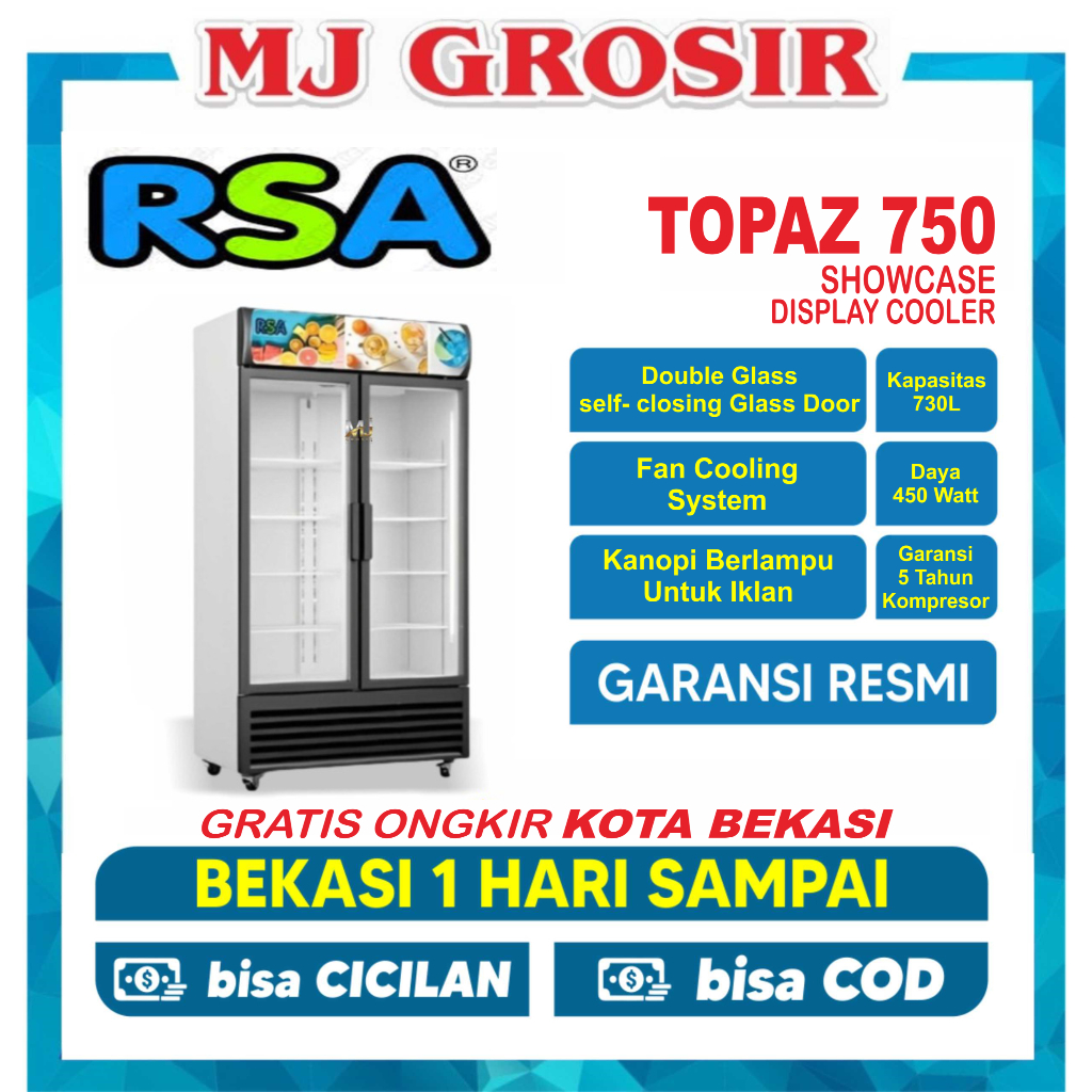 Jual SHOWCASE RSA TOPAZ 750 DISPLAY COOLER KULKAS MINUMAN DUA PINTU ...