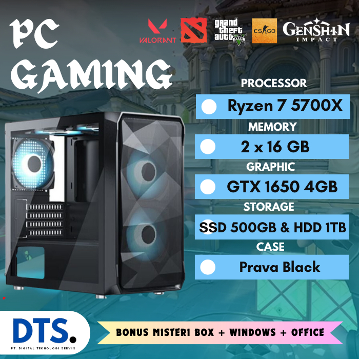 Jual PC Gaming Fullset | Ryzen 7 5700X | GTX 1650 | 32GB RAM | 500GB ...