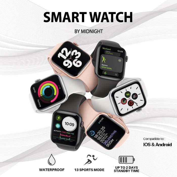 Jual Smartwatch TERBARU iPhone iOS Android Supported MIDNIGHT Watch ...