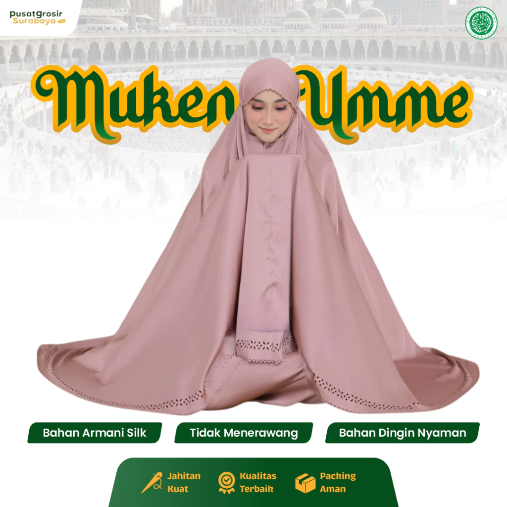 Mukena Dewasa Umme Bahan Armani Silk Laser Rantai Tebal Polos Dingin Nyaman | AutoStock