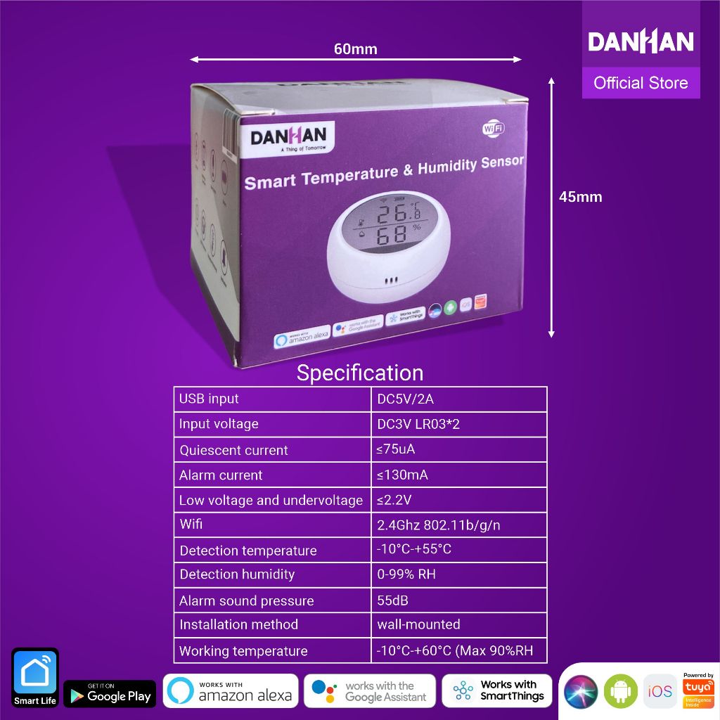 Jual Danhan Smart Temperature & Humidity Sensor. Suhu dan Kelembapan ...