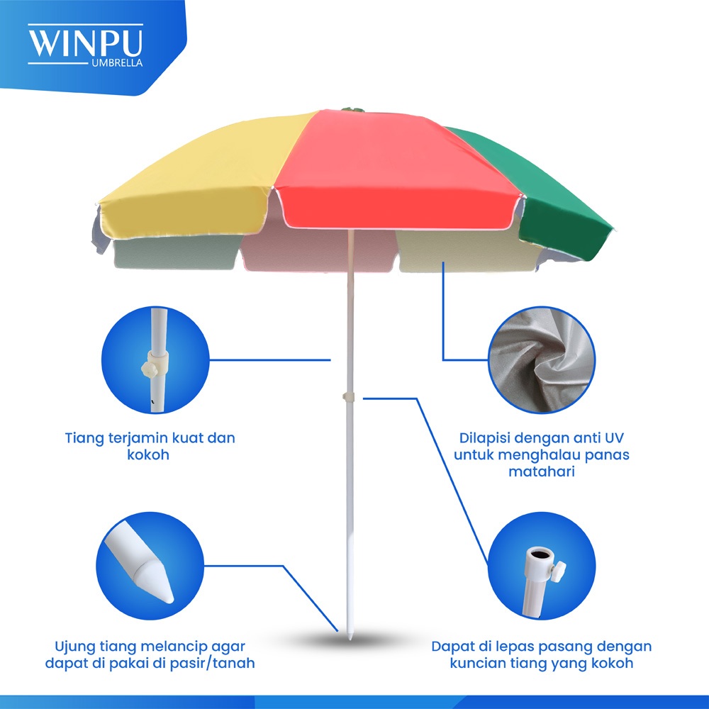 Jual WINPU Payung Tenda Jualan Besar Ukuran Standar (180Cm-215Cm) Anti ...