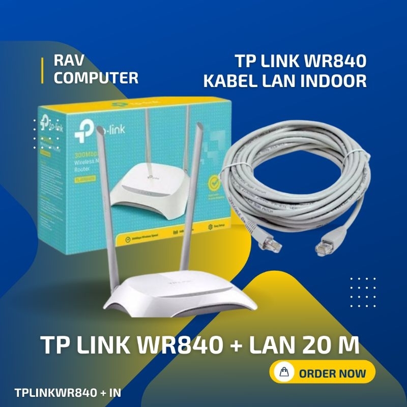 Jual PAKET PARAREL WIFI TP LINK WR 840 + KABEL LAN 20 METER FULL ...