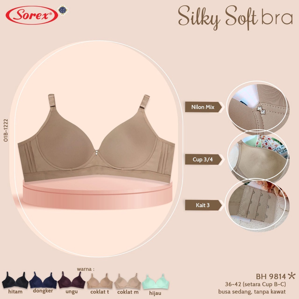 Jual Bra Sorex 9814 Silky Soft Busa Tipis Tanpa Kawat Bh Sorex