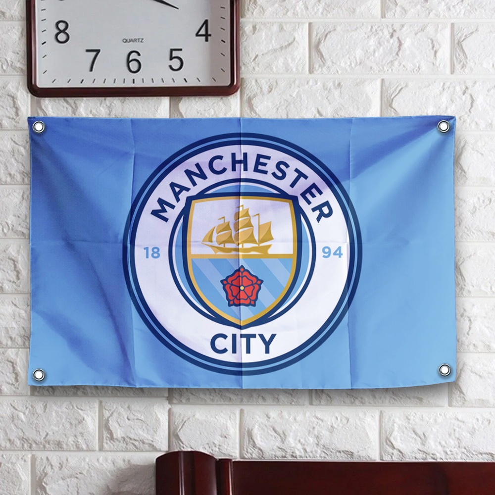 Jual Bendera Manchester City FC Original Bahan Satin Peles Ukuran Kecil ...