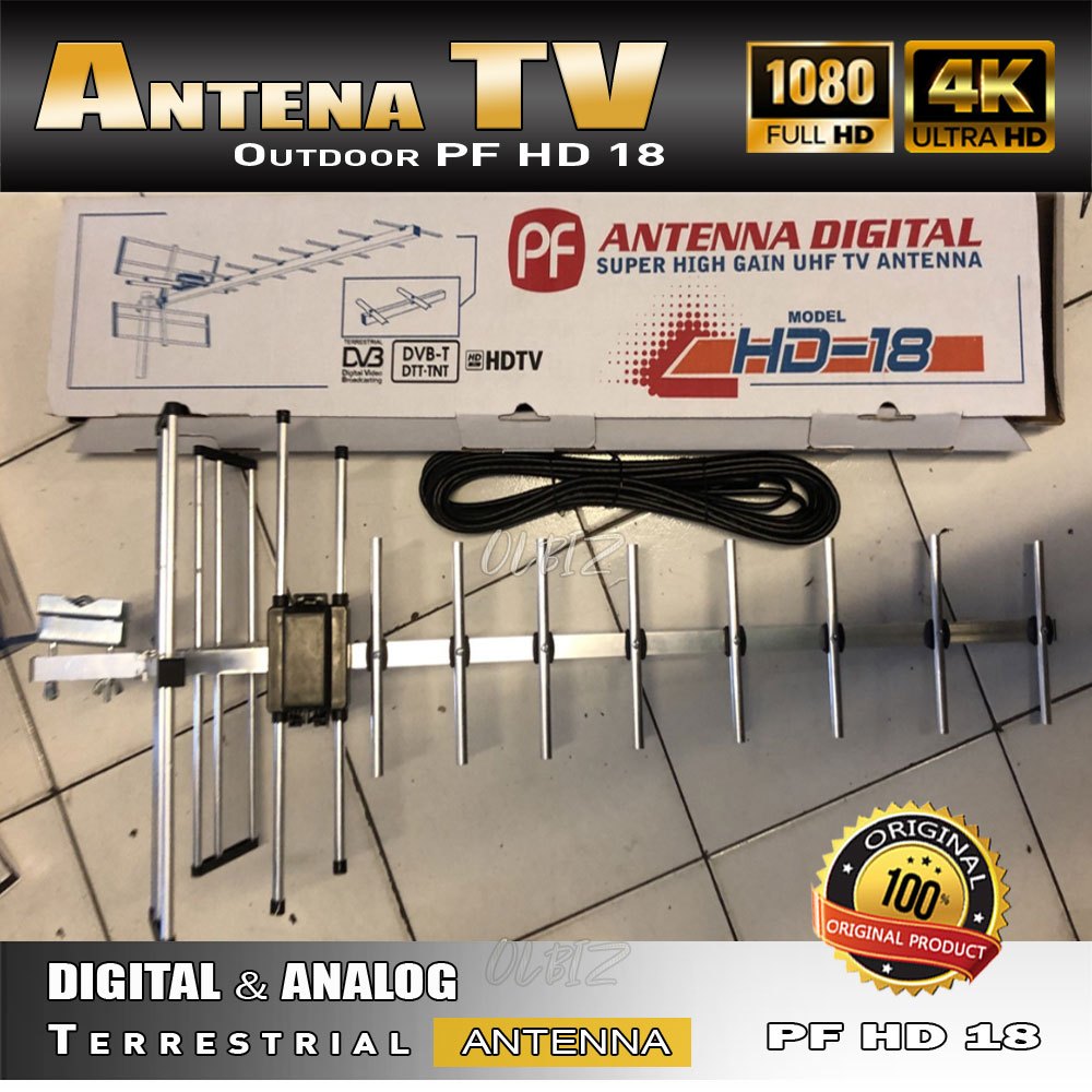 Jual Antena Tv Digital Outdoor Original High Gain Aluminium Sinyal Kuat Awet Pf Hd Model