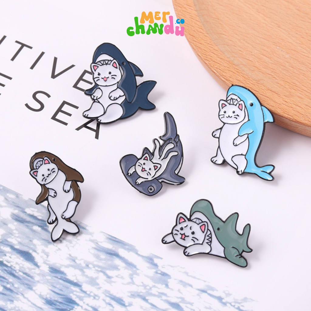 Jual Bros Enamel Pin Karakter Ikan hiu Kucing Anabul Cat Shark Peniti ...