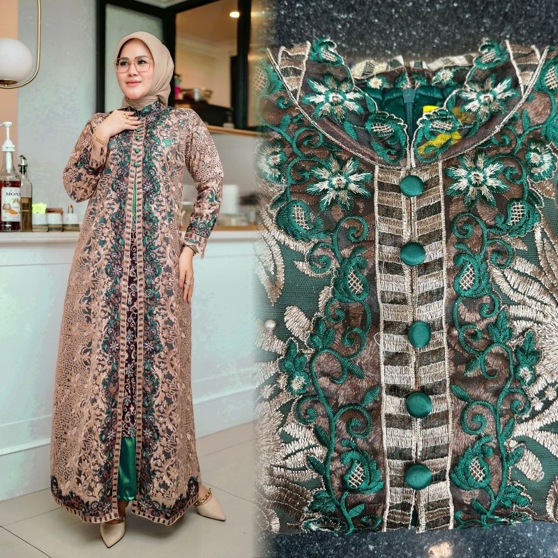Jual AMBASADOR DRESS SIZE M-JUMBO(LD 120 CM ) | BAHAN TILLE BORDIR
