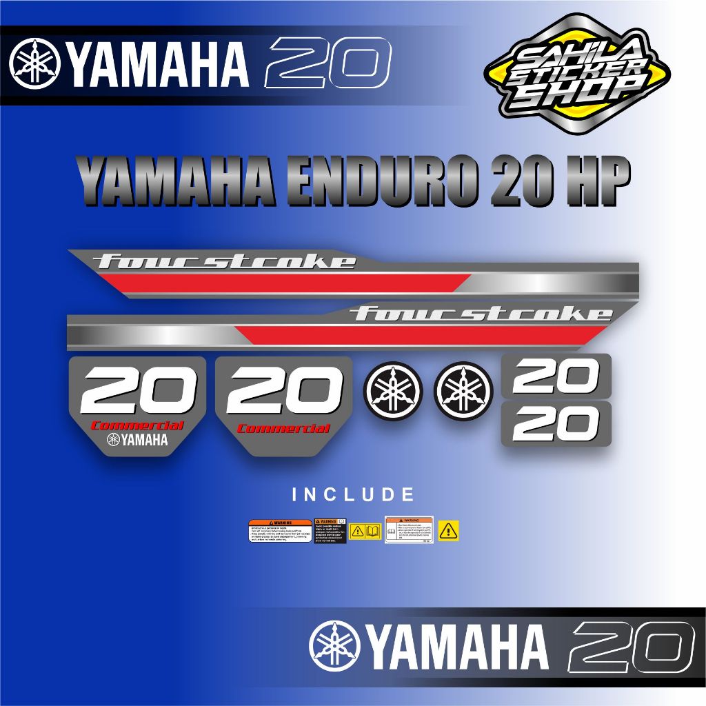 Jual STIKER YAMAHA 20 HP FOUR STROKE / STIKER KIT MESIN TEMPEL 20 HP ...