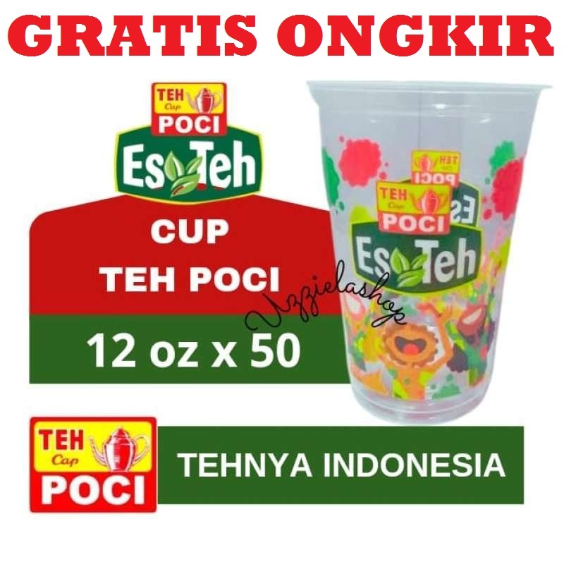 Jual ga- gelas teh poci 12oz SLOP isi 50 cup 12 oz ASLI 100% | Shopee ...