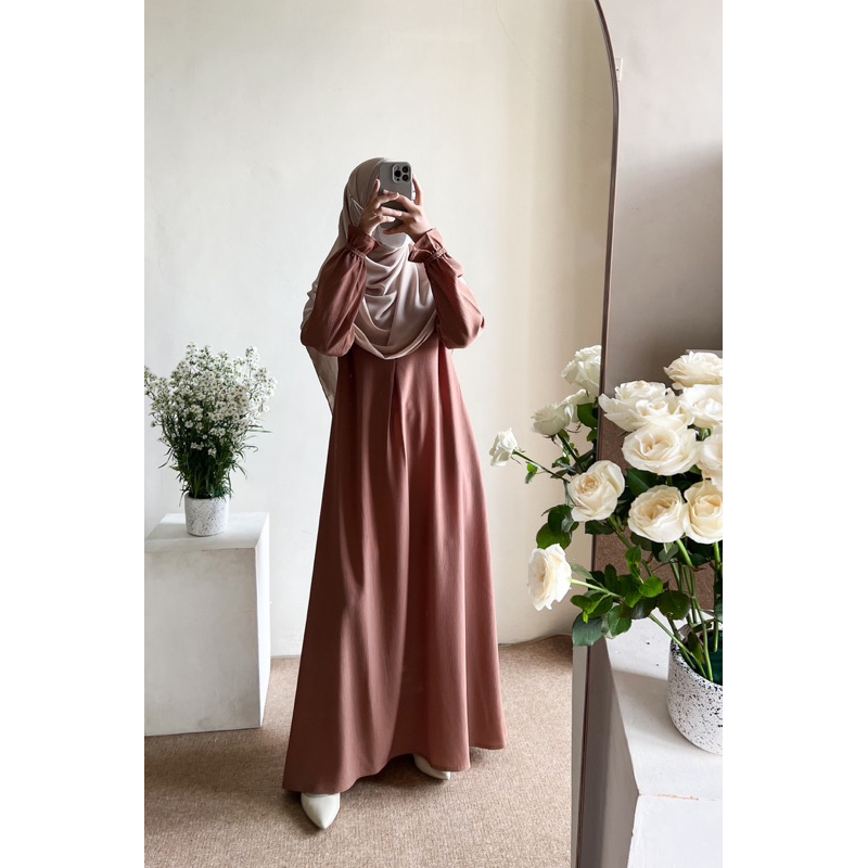 Jual Milk Choco Gamis Muslimah Hilya Bahan Snow Sheer Premium | Shopee ...
