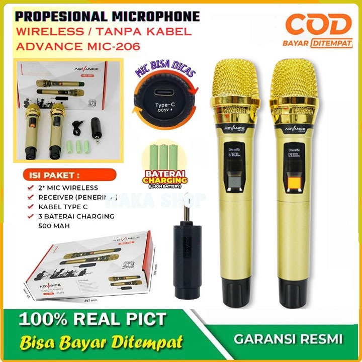 Jual Advance Microphone Double MIC-206 Bisa Di Charger Professional Mic ...