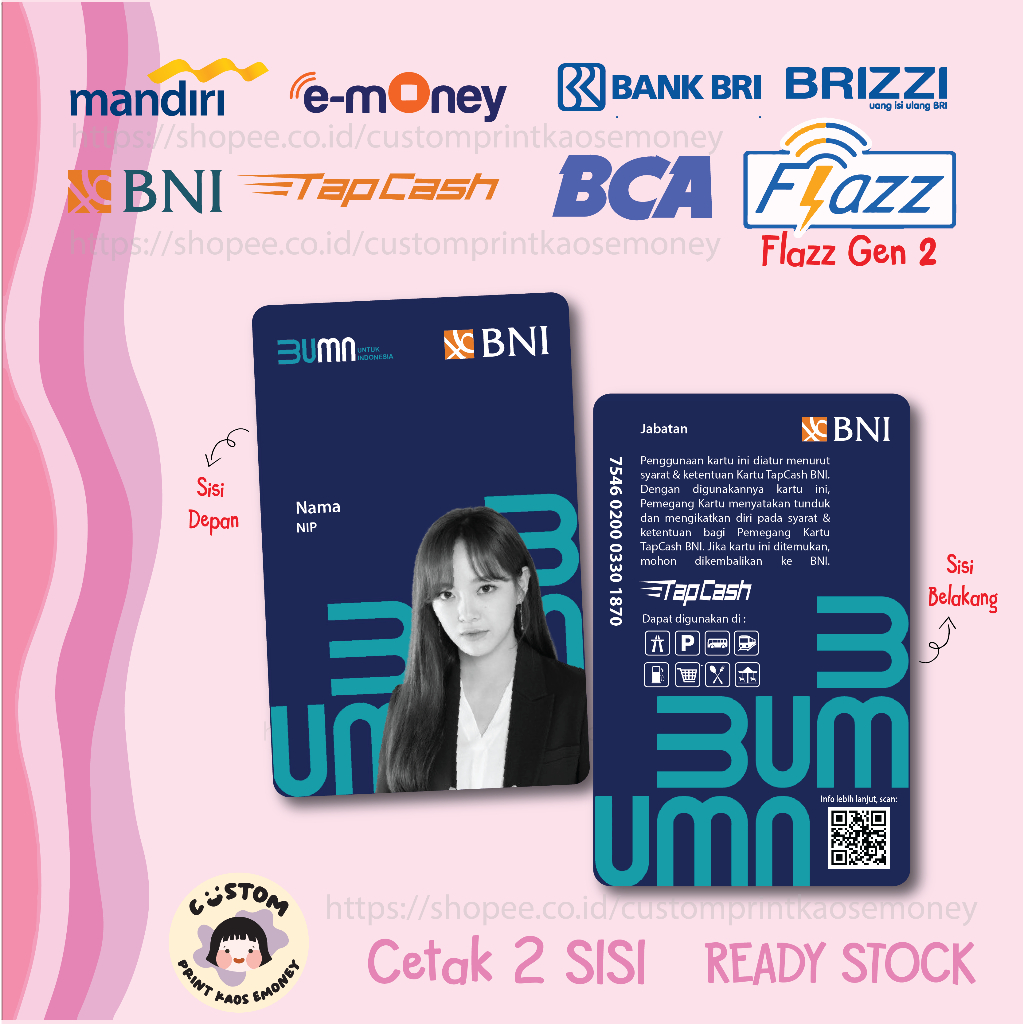 Jual KARTU E MONEY E TOLL ID CARD BNI BANK BUMN MANDIRI EMONEY BNI ...